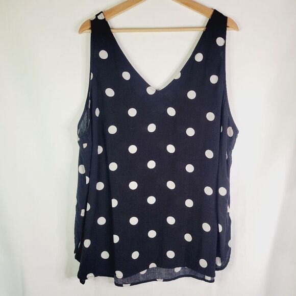 Polka Dot Sleeveless Top - Black and White - Picture 1 of 5